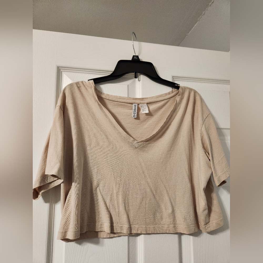 Tan V-Neck Croptop